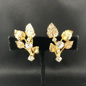 Vintage Signed Ballet gold and rhinestone clips